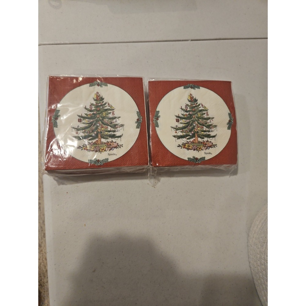 80 Spode Christmas tree 3-ply paper Beverage kitchen napkins new in pack